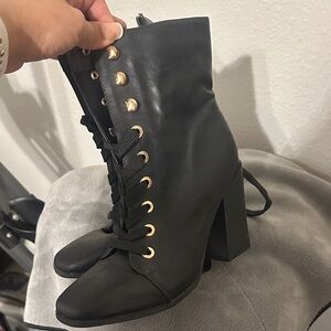 Black Lace-Up Ankle Boots